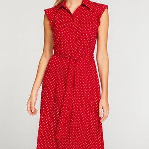 Monteau Los Angeles Button Front Dress Size Small Red & White EUC